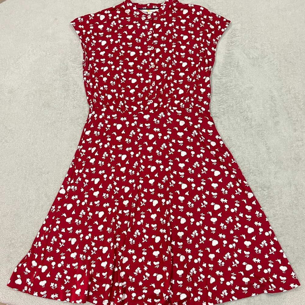 Boden Cherry Red Fit & Flare Dress Size 8 Large
